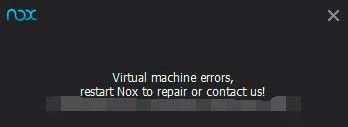 Nox App Player Virtual Machine Error