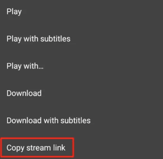 Copy the URL in CyberFlix TV APK with VLC Player
