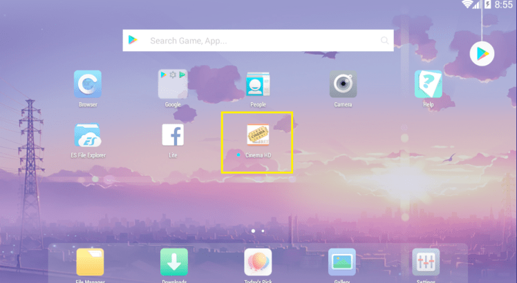 Installed Cinema HD APK on PC