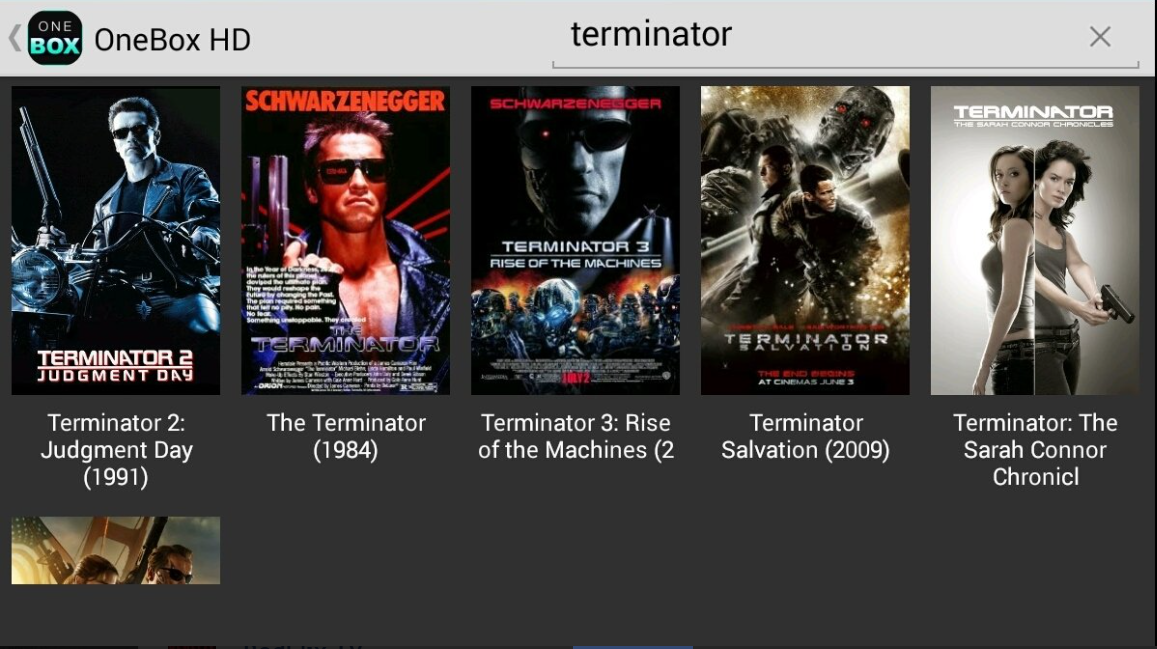 Search for movies and Series in OneBoxHD app