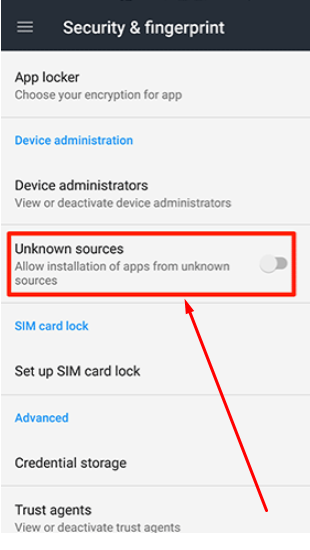 Enable Unknown Sources Android