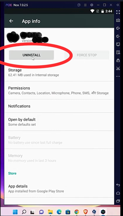 Uninstall an app from NoxPlayer
