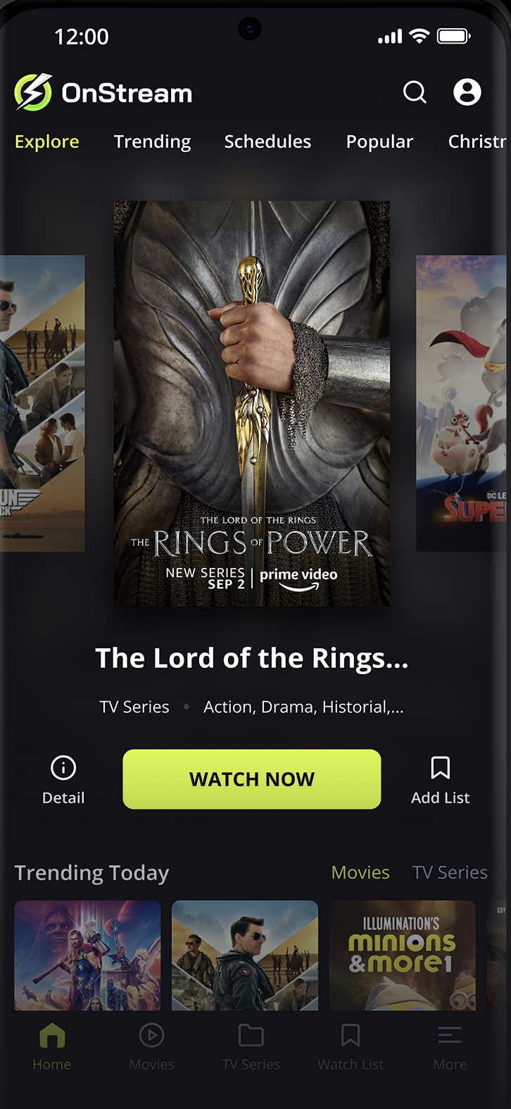 OnStream App Movies and TV Shows