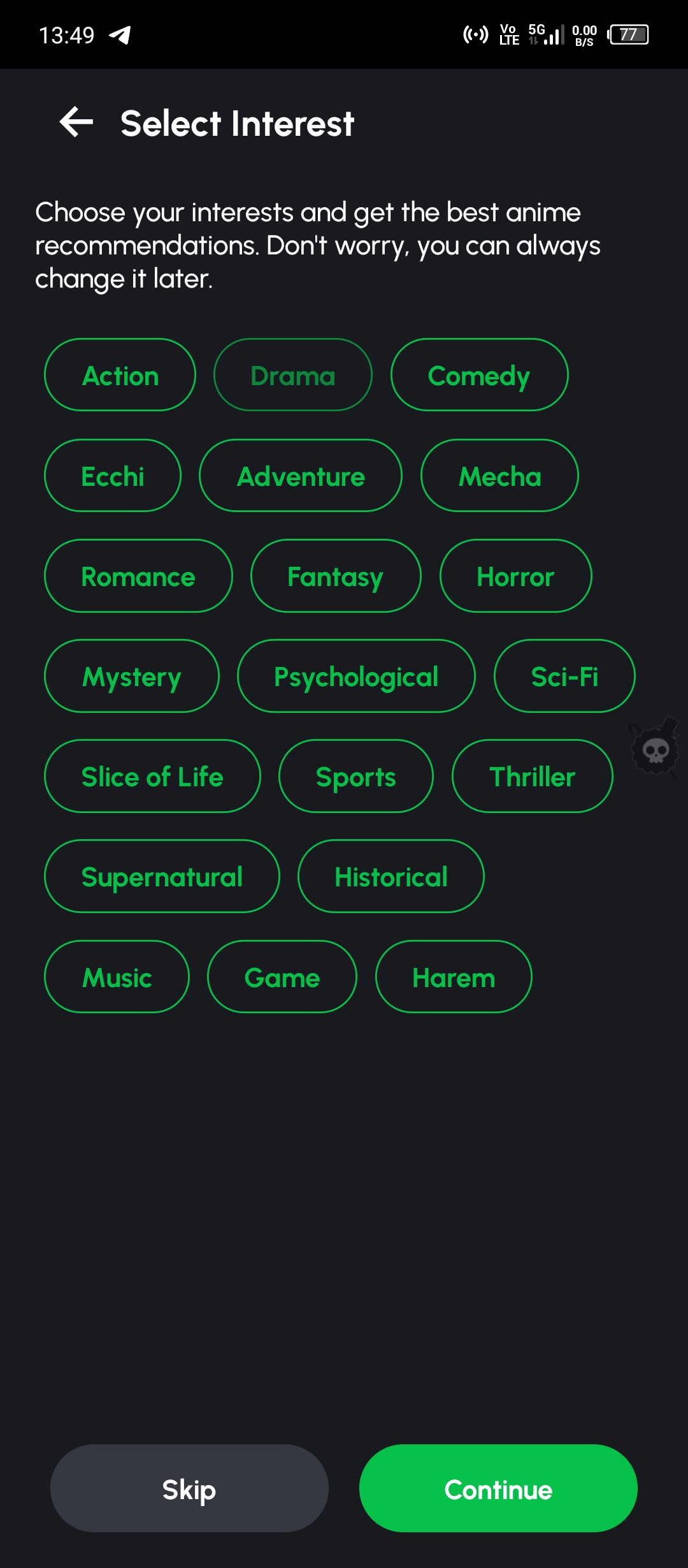 Select your preferred Genre to get recommendations 
