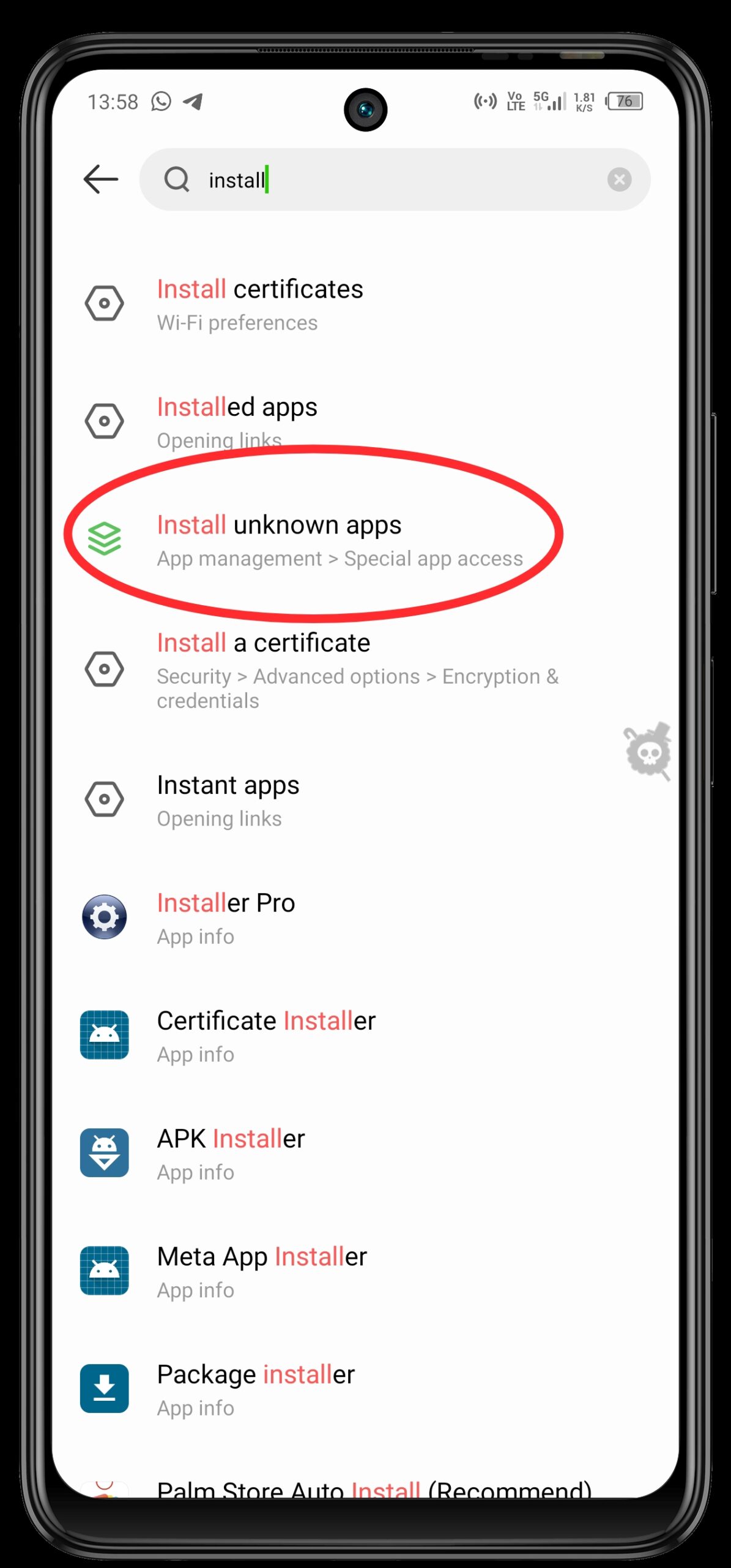 Install Unknown Apps option on settings
