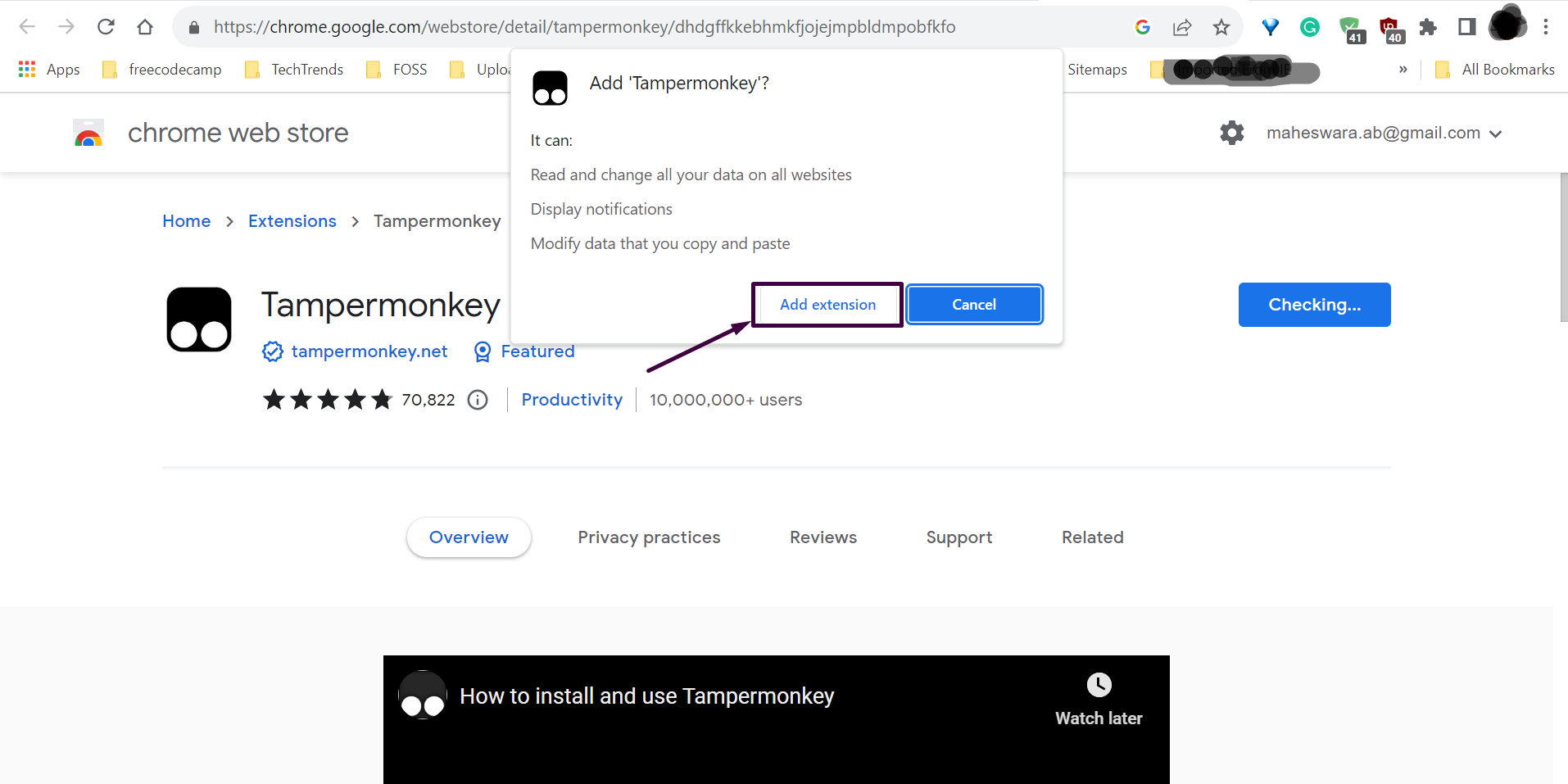 Confirm Tampermonkey Installation on Google chrome
