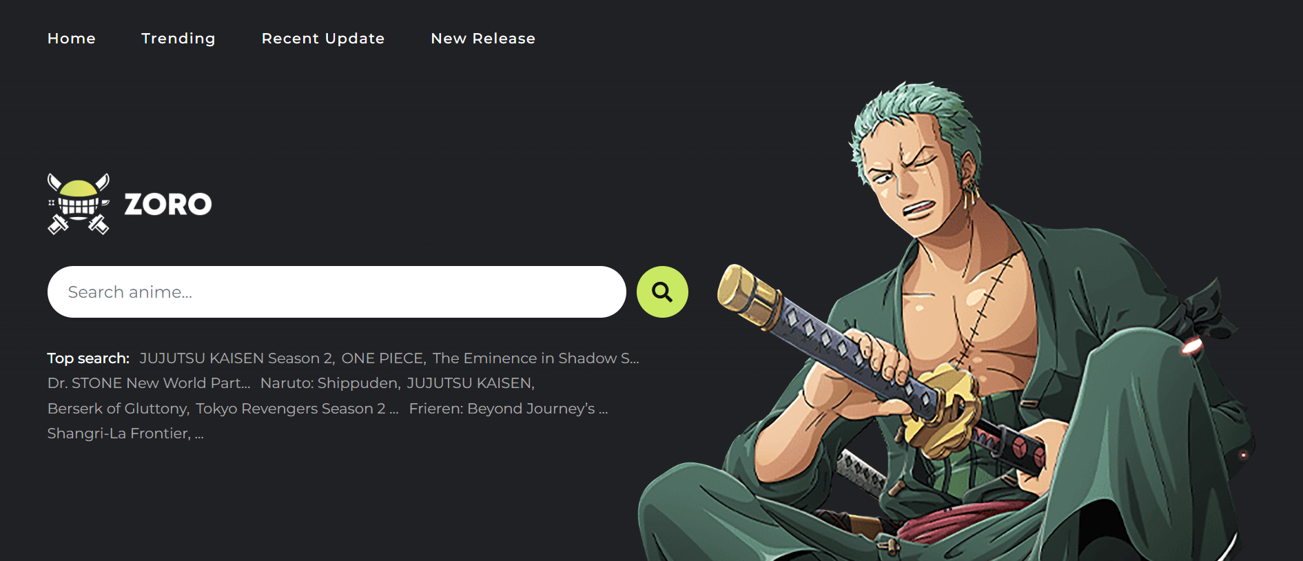 Zoro.to Home Page